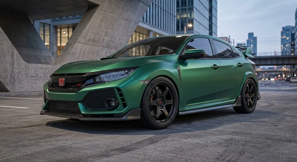 Modified Honda Civic Type R FK8 with aftermarket wheels and performance tires