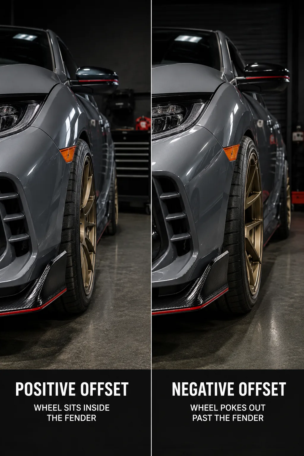 Use a wheel offset calculator correctly: compare inner and outer clearance, then verify the real fitment details.